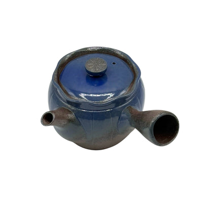 Maruyoshi Toki blue Banko-yaki kyusu Japanese teapot – handmade ceramic teapot for brewing green tea.