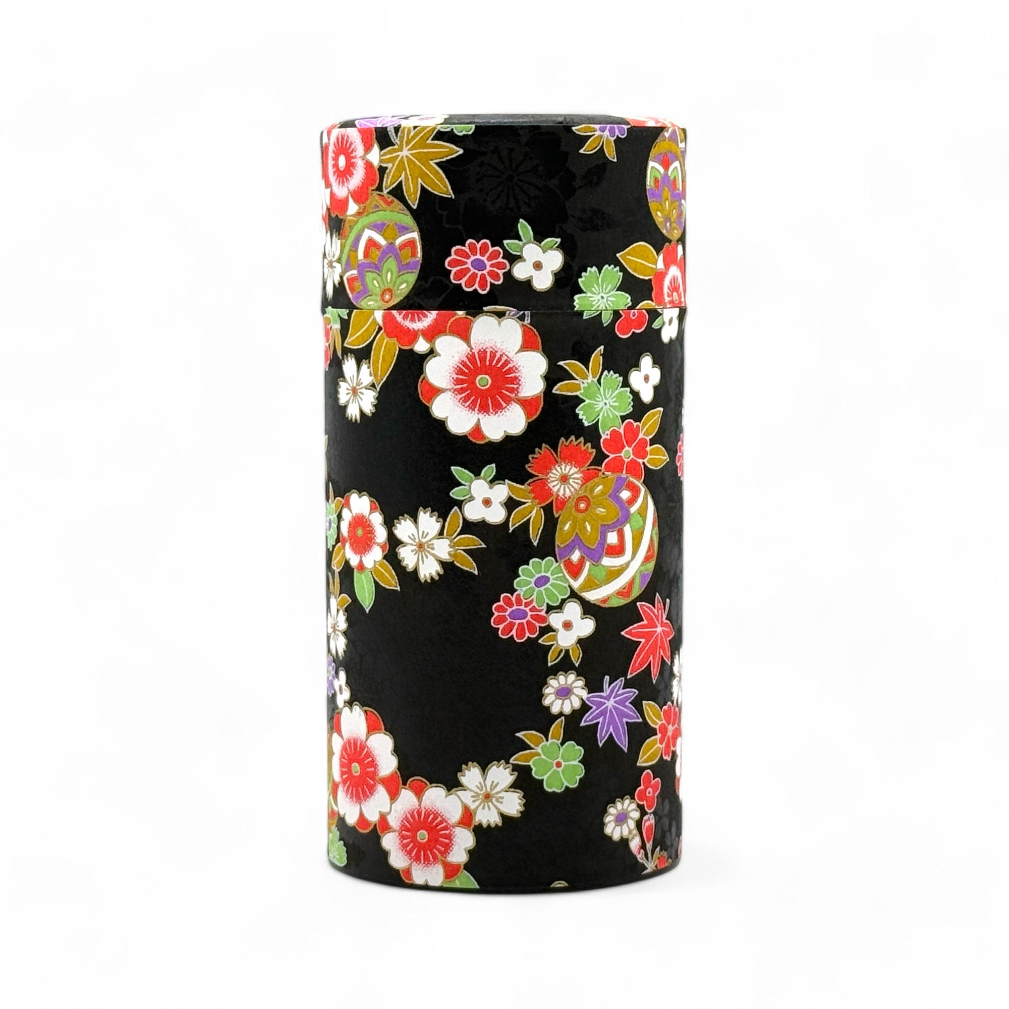 Washi paper Japanese tea canister, chazutsu for loose leaf tea storage, made in Japan.