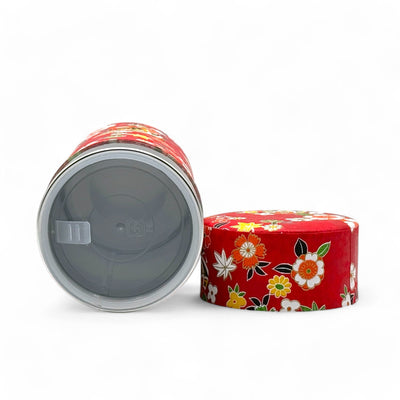 Washi paper Japanese tea canister, chazutsu for loose leaf tea storage, made in Japan.