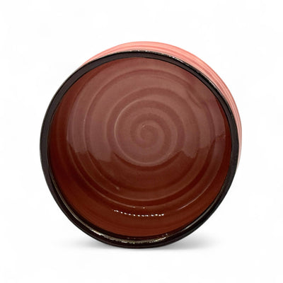Handcrafted Mino-yaki Japanese matcha bowl (chawan) in pink glaze, traditional ceramic bowl for matcha tea ceremony and matcha preparation.