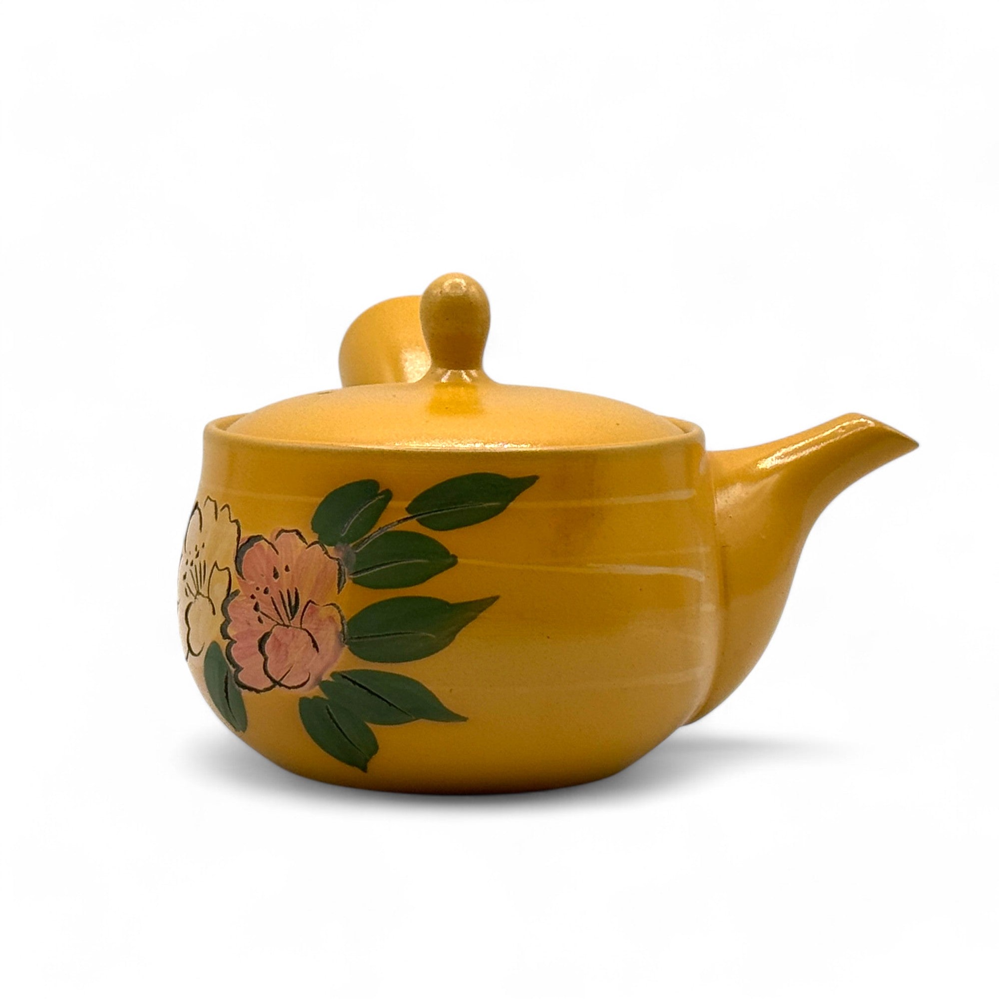 Mitsubachi Hana yellow Tokoname-yaki kyusu Japanese teapot – handmade ceramic teapot for loose leaf tea.