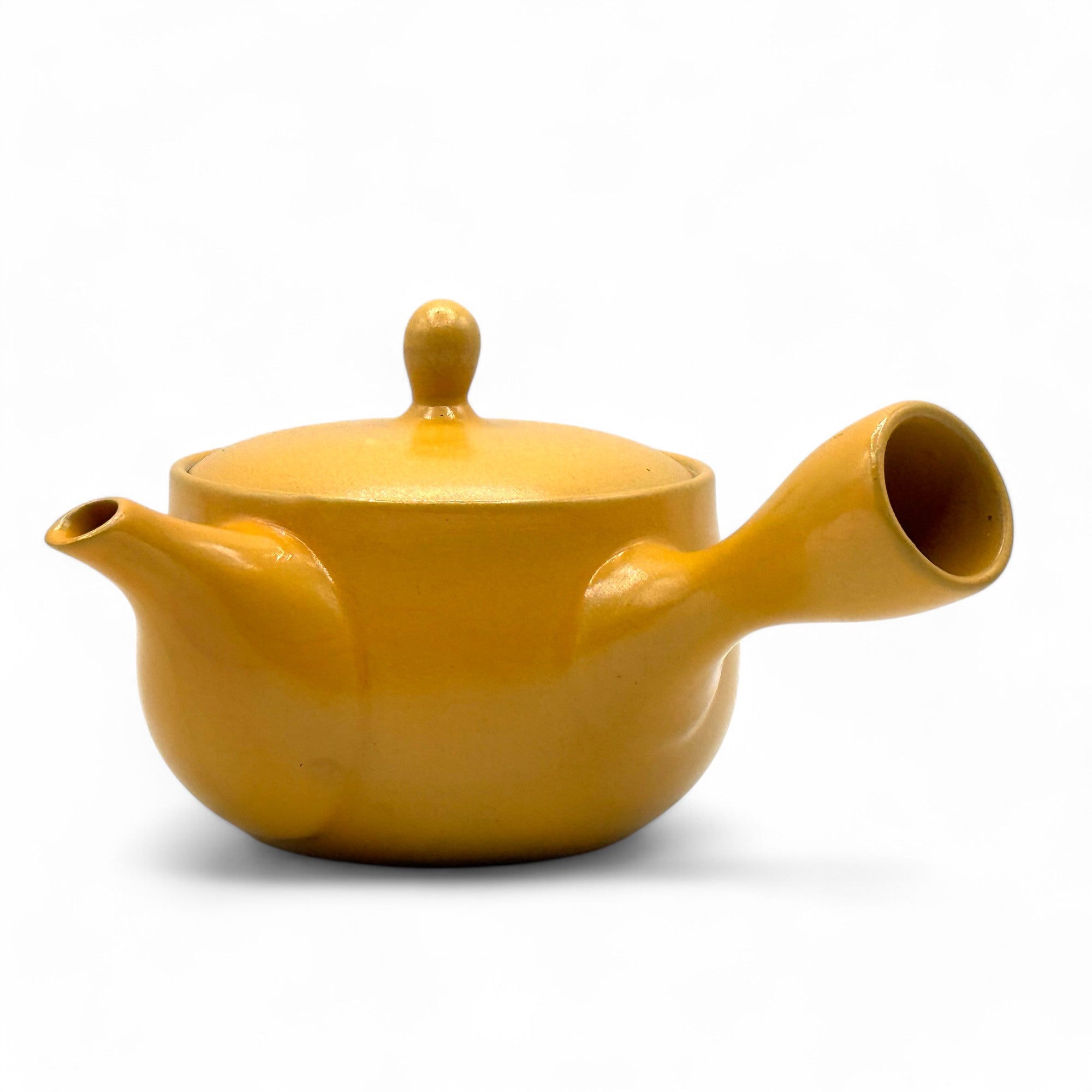 Mitsubachi Hana yellow Tokoname-yaki kyusu Japanese teapot – handmade ceramic teapot for loose leaf tea.