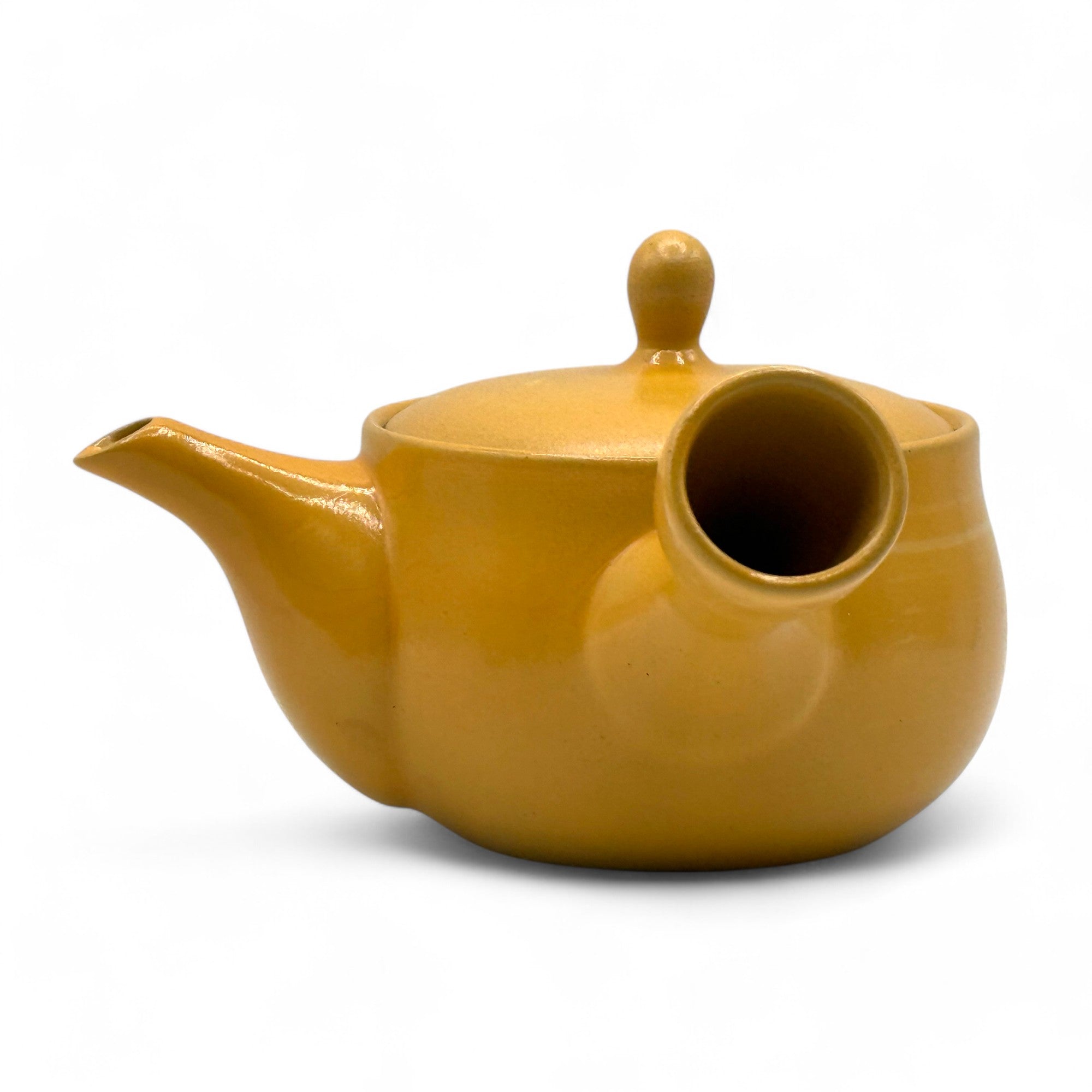 Mitsubachi Hana yellow Tokoname-yaki kyusu Japanese teapot – handmade ceramic teapot for loose leaf tea.