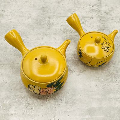 Mitsubachi Hana yellow Tokoname-yaki kyusu Japanese teapot – handmade ceramic teapot for loose leaf tea.