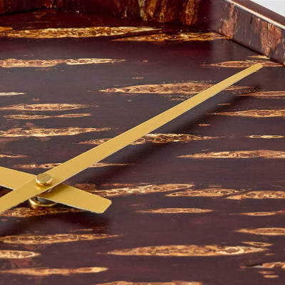 Mokuroku 12-sided Japanese wooden wall clock made of cherry wood with minimalist design and brass hands, handcrafted in Japan.