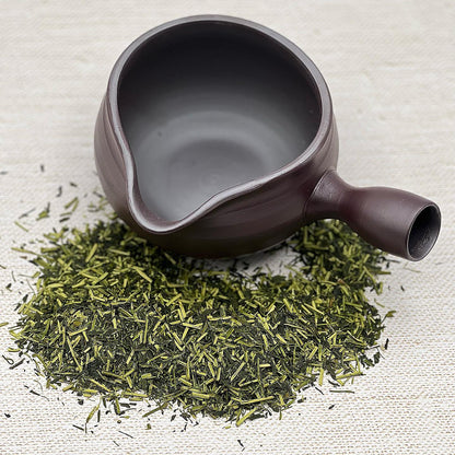 Muji Banko-yaki Black Yuzamashi Japanese ceramic water cooler for green tea brewing and traditional tea ceremony.