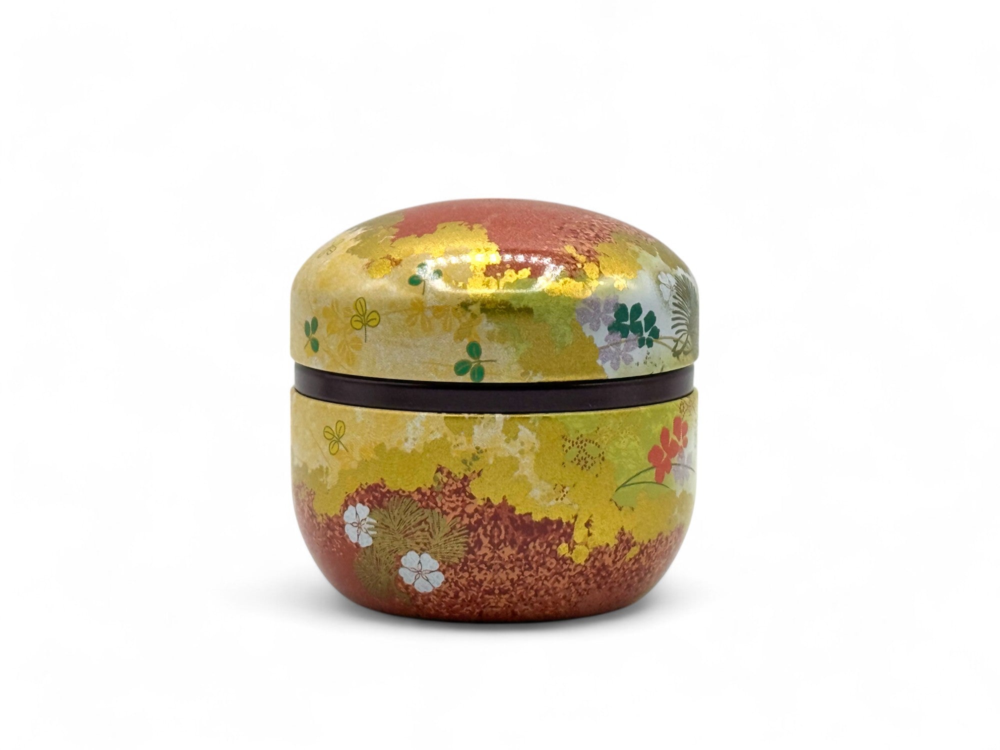Metal Japanese tea canister, chazutsu for loose leaf tea storage, made in Japan.