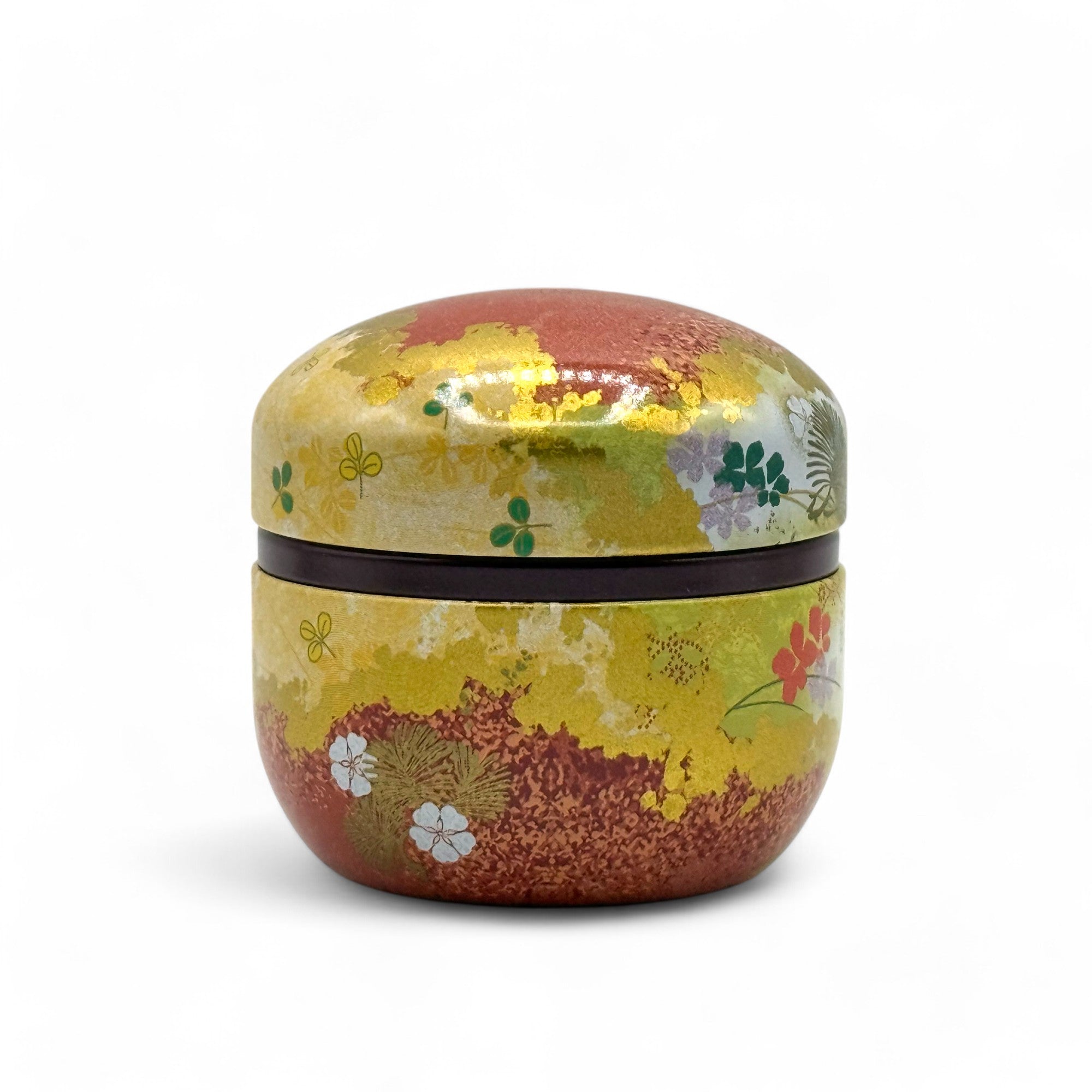 Metal Japanese tea canister, chazutsu for loose leaf tea storage, made in Japan.