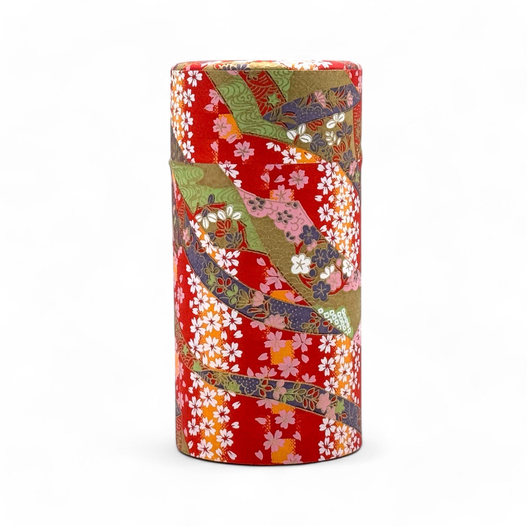 Washi paper Japanese tea canister, chazutsu for loose leaf tea storage, made in Japan.