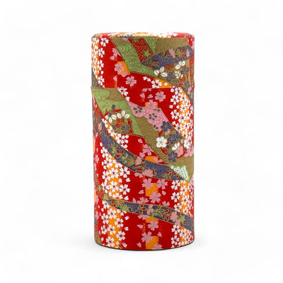 Washi paper Japanese tea canister, chazutsu for loose leaf tea storage, made in Japan.