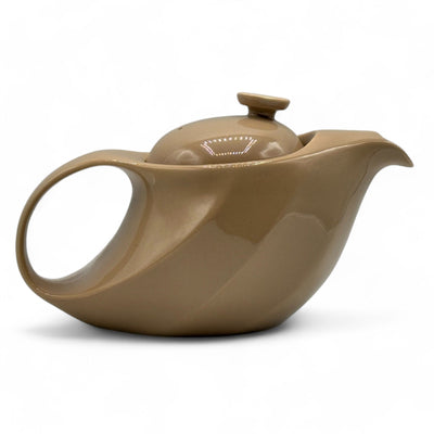Rakuchin Beige Mino-yaki porcelain Kyusu teapot – traditional Japanese teaware handcrafted for elegant tea brewing.