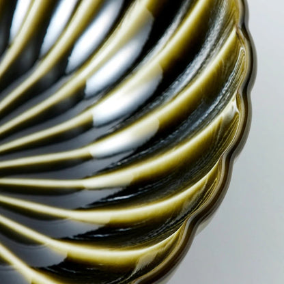 Ryokushin Japanese deep ceramic bowl in Rikyu green, large size – perfect for noodles, soups, or elegant table display.