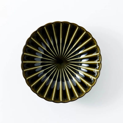 Ryokushin Japanese deep ceramic bowl in Rikyu green, large size – perfect for noodles, soups, or elegant table display.
