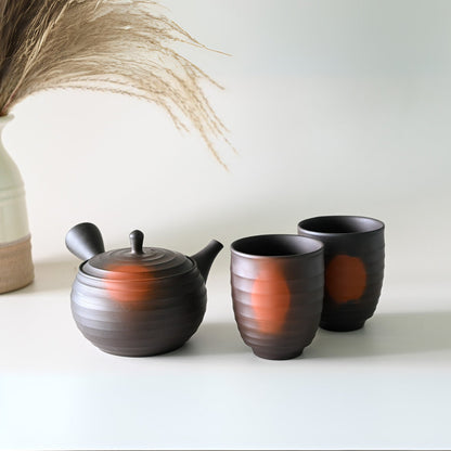 Satori Japanese Kyusu tea set – traditional ceramic teapot for authentic matcha and green tea ceremony.