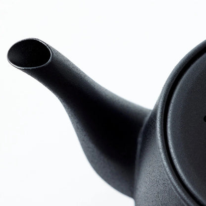 Seikoku black stainless steel teapot with modern Japanese design for elegant tea brewing.