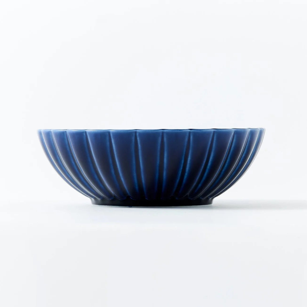 Shinkon Japanese deep round bowl in eggplant navy blue, large size – elegant ceramic tableware for modern dining.