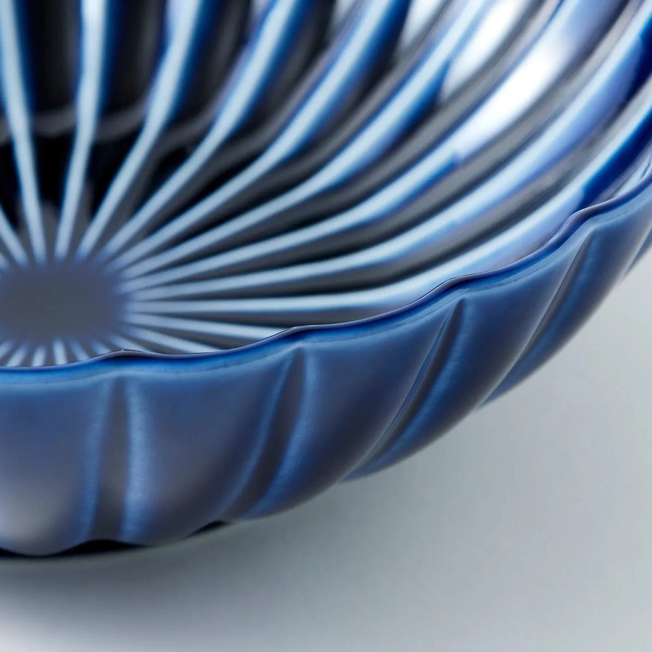 Shinkon Japanese deep round bowl in eggplant navy blue, large size – elegant ceramic tableware for modern dining.
