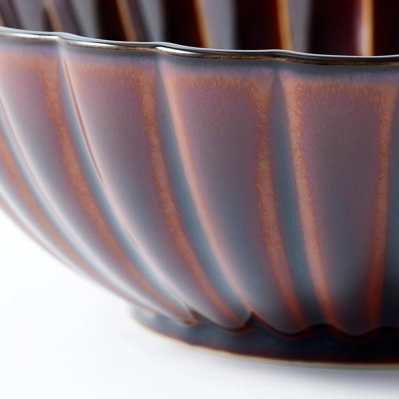 Shitsuei Japanese deep round lacquer bowl in rich brown, large size, handcrafted for elegant traditional serving.
