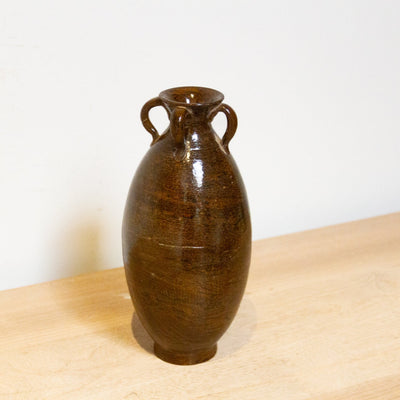 Shizuku slim brown faux wood Japanese vase for modern minimalist home or office decor.