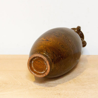 Shizuku slim brown faux wood Japanese vase for modern minimalist home or office decor.