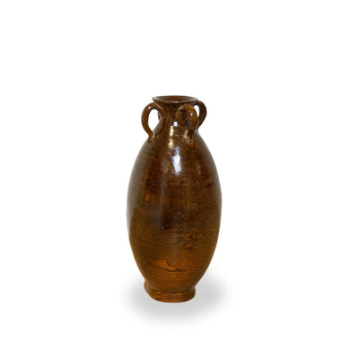 Shizuku slim brown faux wood Japanese vase for modern minimalist home or office decor.