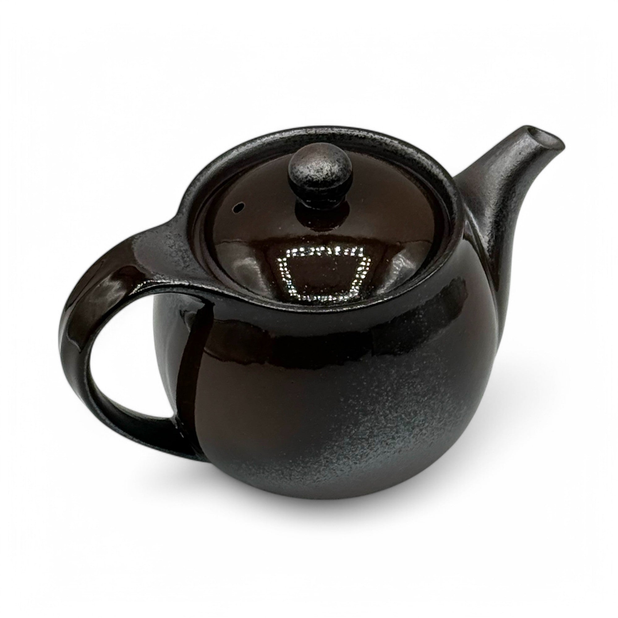 Toffee brown Banko-yaki Kyusu Japanese teapot, handcrafted ceramic teaware perfect for brewing green tea.