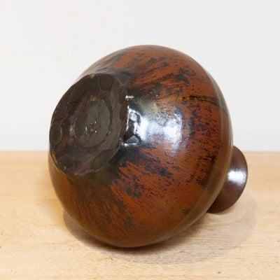 Vintage Japanese stoneware vase “Tsuchi,” handmade ceramic with wabi-sabi design and earthy tones for home decor.