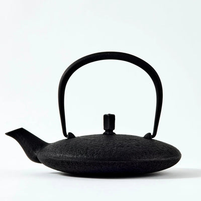 Tsukiha Japanese Black Nambu Ironware Moon Teapot, handcrafted cast iron teapot with elegant traditional design.