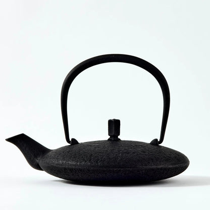 Tsukiha Japanese Black Nambu Ironware Moon Teapot, handcrafted cast iron teapot with elegant traditional design.