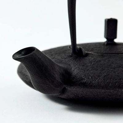Tsukiha Japanese Black Nambu Ironware Moon Teapot, handcrafted cast iron teapot with elegant traditional design.