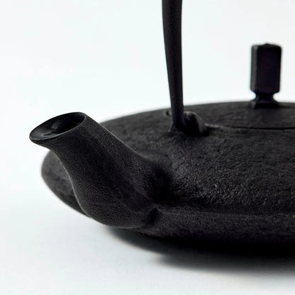 Tsukiha Japanese Black Nambu Ironware Moon Teapot, handcrafted cast iron teapot with elegant traditional design.